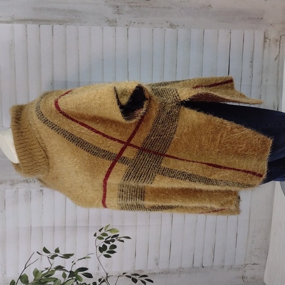 Do Everything in Love Tan Stripe Poncho Size One Size - Picture 3 of 5